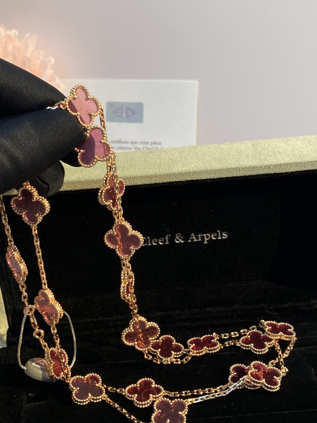 Van Cleef & Arpels Vintage Alhambra Pink Gold Necklace Van Cleef & Arpels Vintage Alhambra Pink Gold Necklace